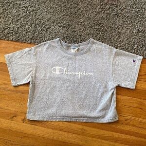 Champion Gray Short Sleeve Crop Top Tee Size Medium